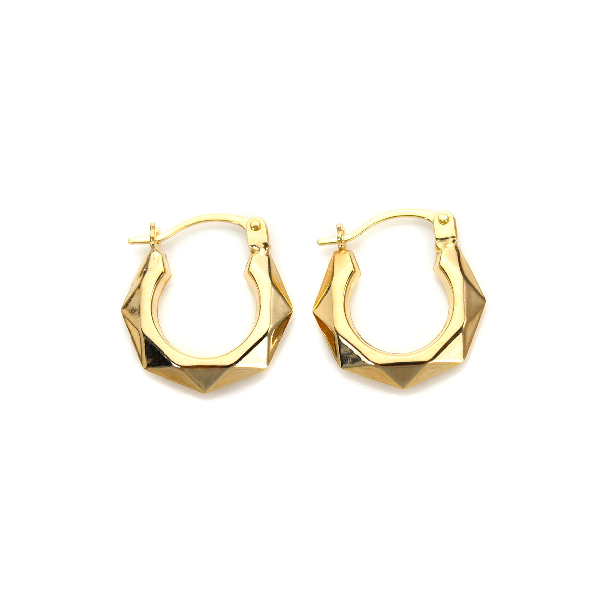 9ct Gold Faceted Creole Hoops