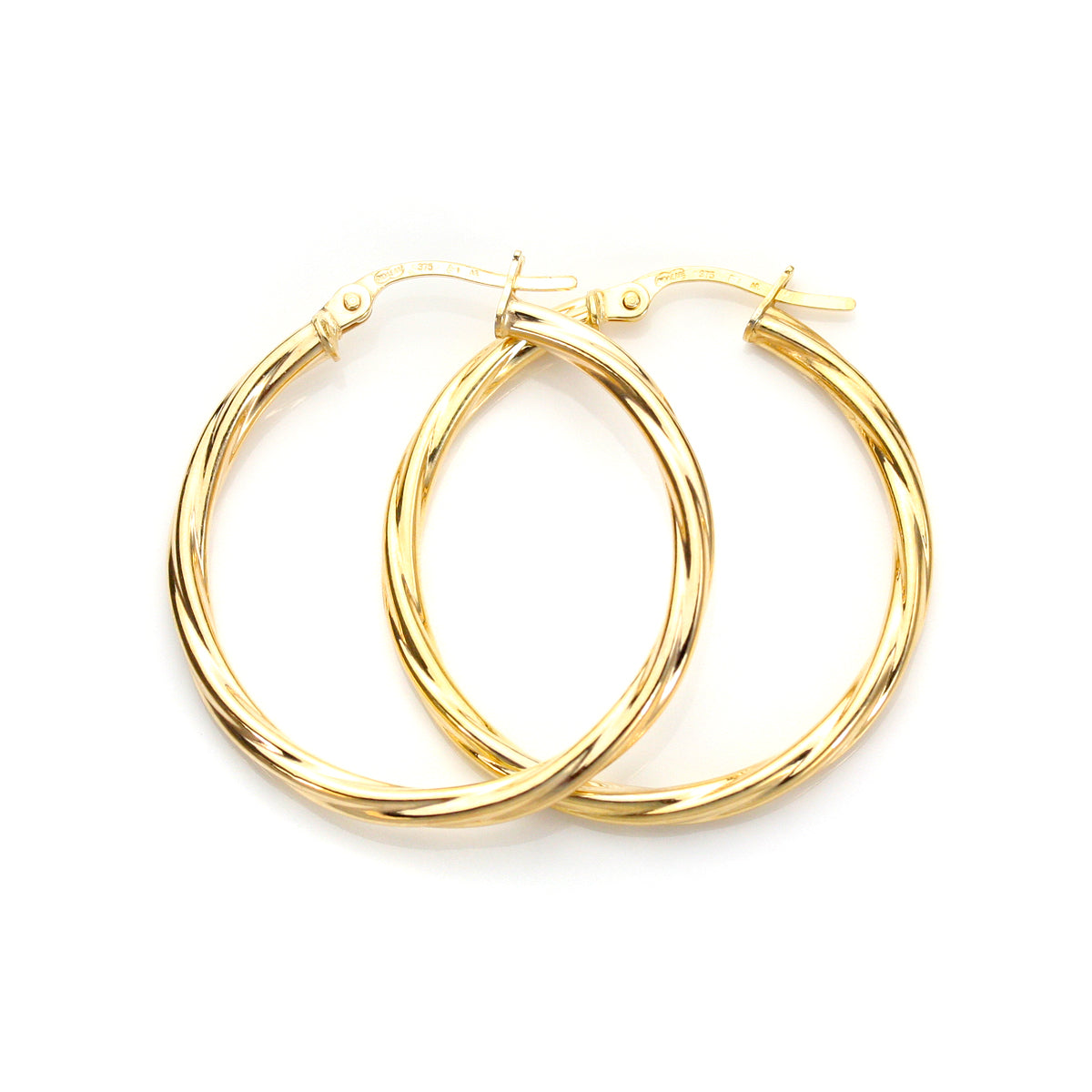 9ct Yellow Gold Twisted Creole Earrings