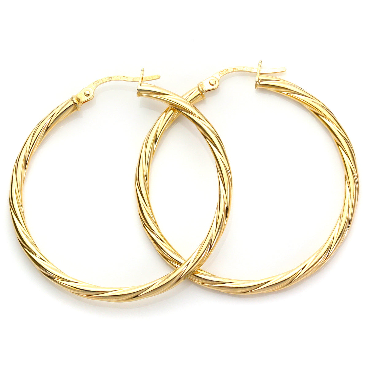 9ct Yellow Gold Twisted Creole Earrings