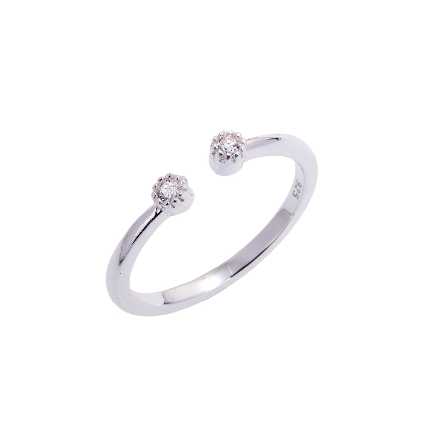 Sterling Silver & CZ Crystal Adjustable Ring