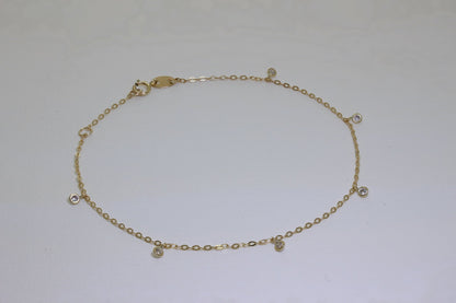 9ct Gold & Clear CZ Crystal 7 Inch Extender Bracelet