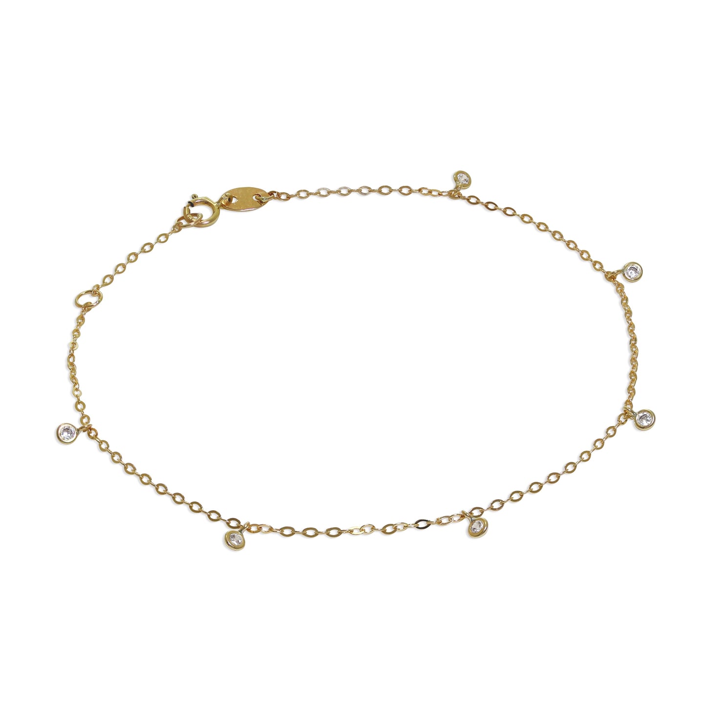 9ct Gold & Clear CZ Crystal 7 Inch Extender Bracelet