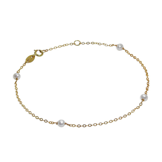 9ct Gold & 3mm Pearl 7.5 Inch Extender Bracelet