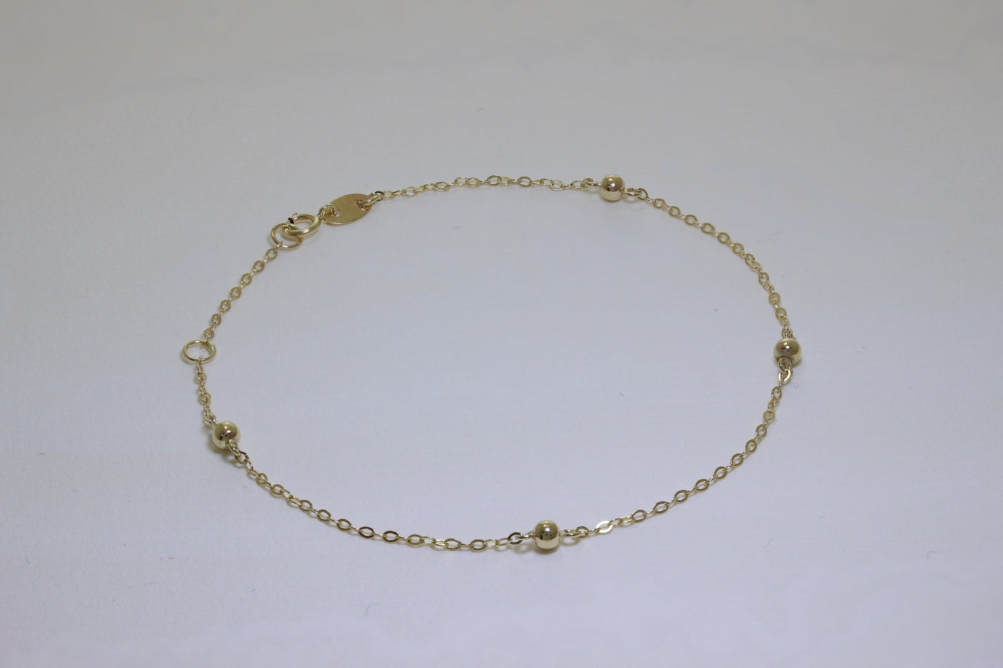 9ct Gold Hammered Trace Bobble 7.5 Inch Extender Bracelet