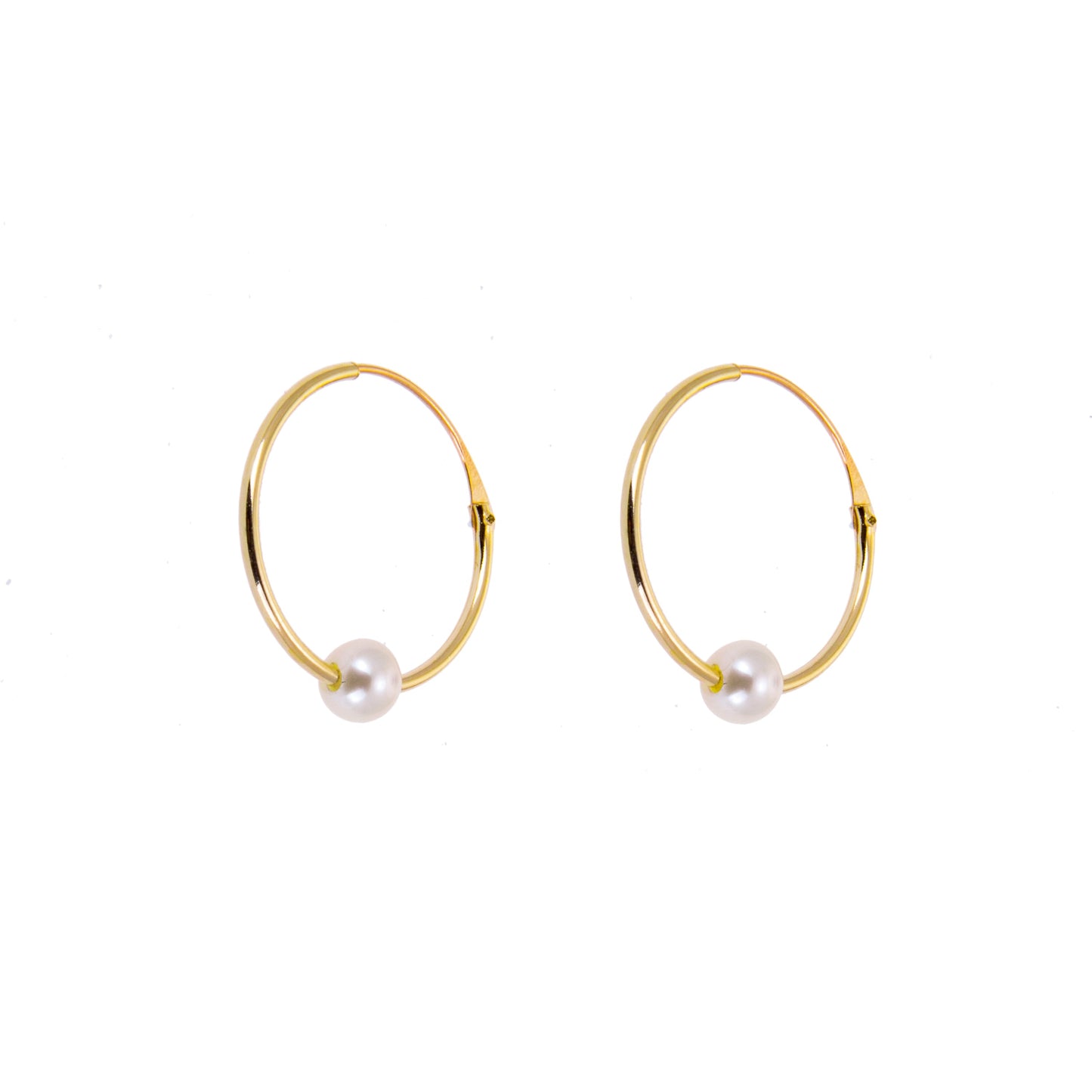 9ct Yellow Gold Hoop Earrings with Pearl