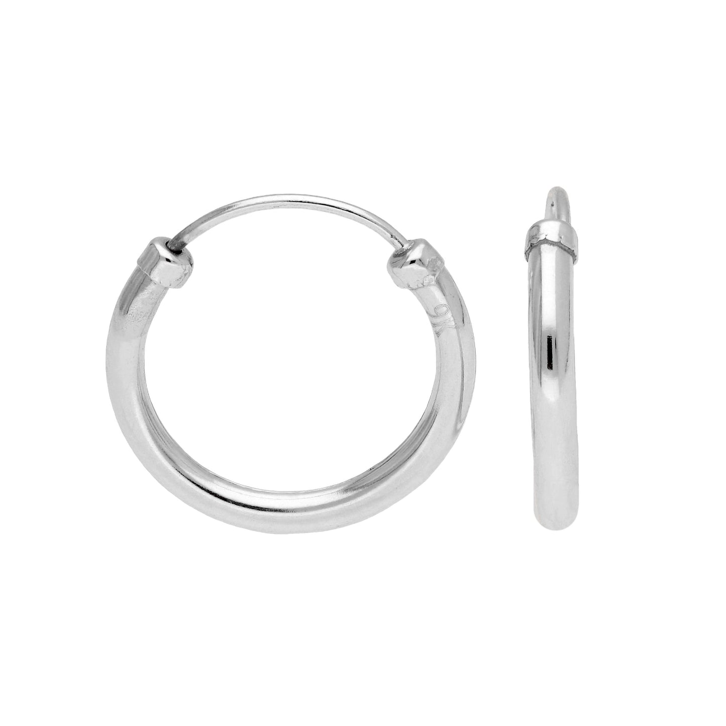 Tiny 9ct White Gold 10mm Hoop Earrings