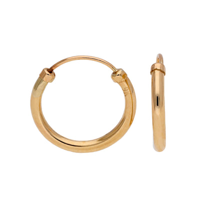 9ct Yellow Gold 12mm Hoop Sleeper Earrings