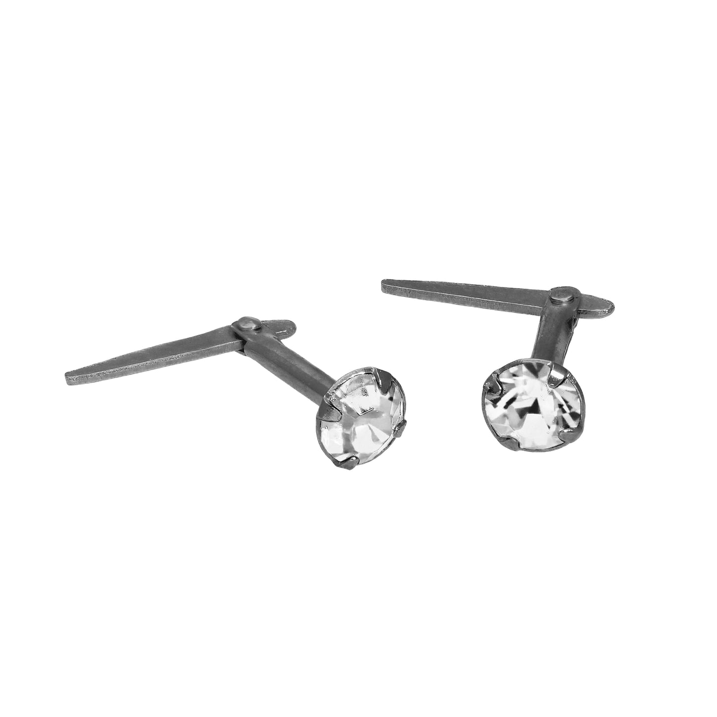 Black Rhodium Dipped Sterling Silver & 3mm Clear Crystal Andralok Stud Earrings