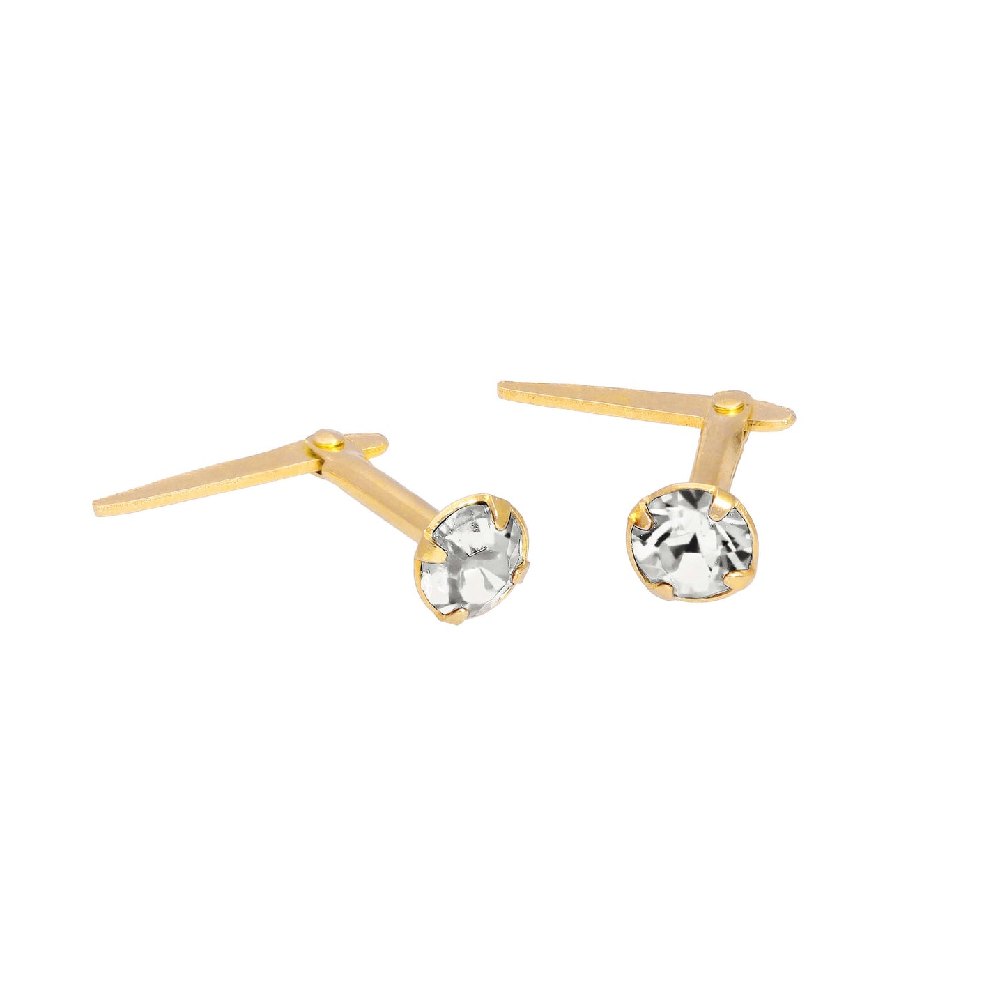 Gold Plated Sterling Silver & 3mm Crystal Andralok Stud Earrings