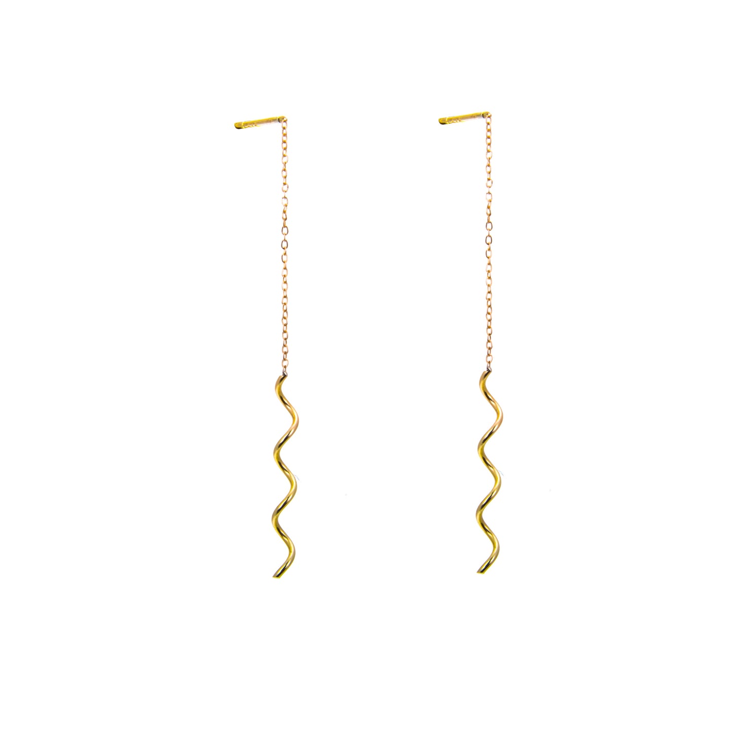 9ct Gold Wavey Pull Through Earrings