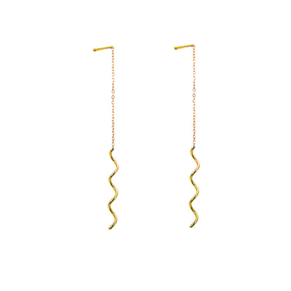 9ct Gold Wavey Pull Through Earrings