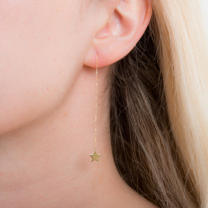 9ct Gold Star Pull Through Earrings