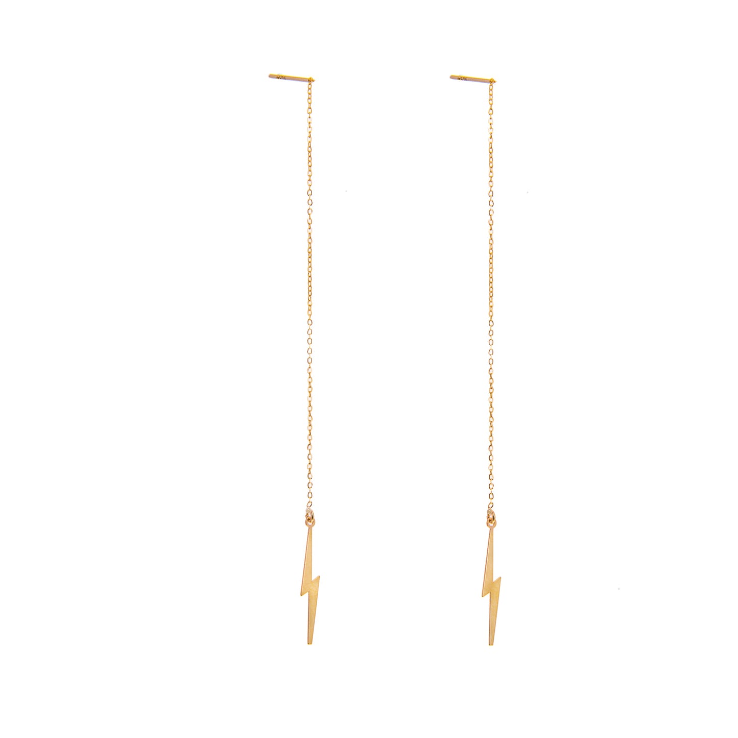 9ct Gold Lightning Bolt Pull Through Earrings