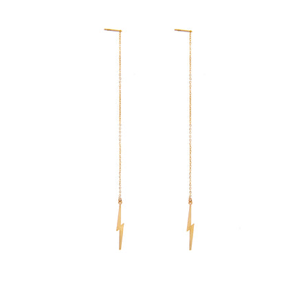 9ct Gold Lightning Bolt Pull Through Earrings