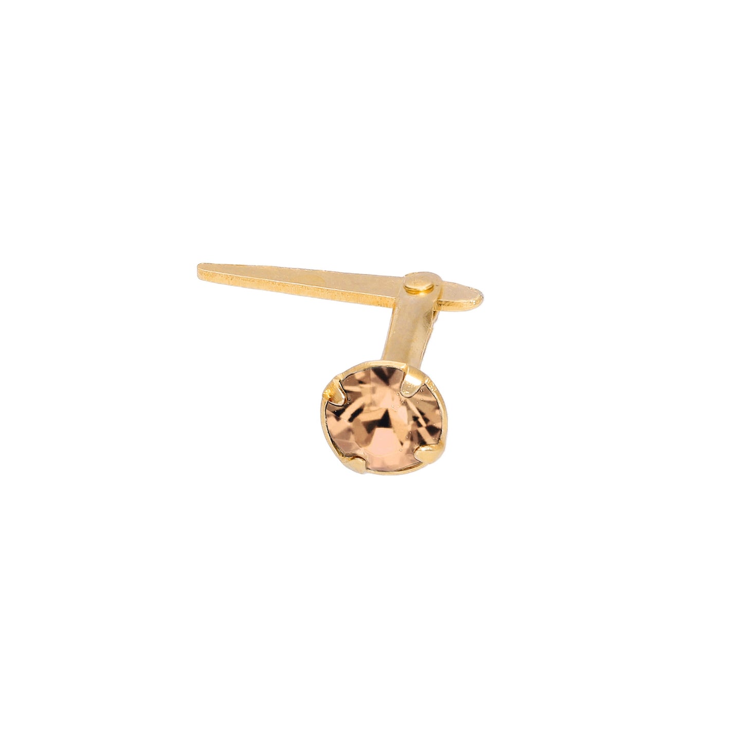 Gold Plated Sterling Silver 3mm CZ Crystal Andralok Nose Stud