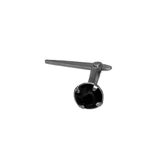 Black Rhodium Sterling Silver 3mm Black CZ Crystal Andralok Nose Stud