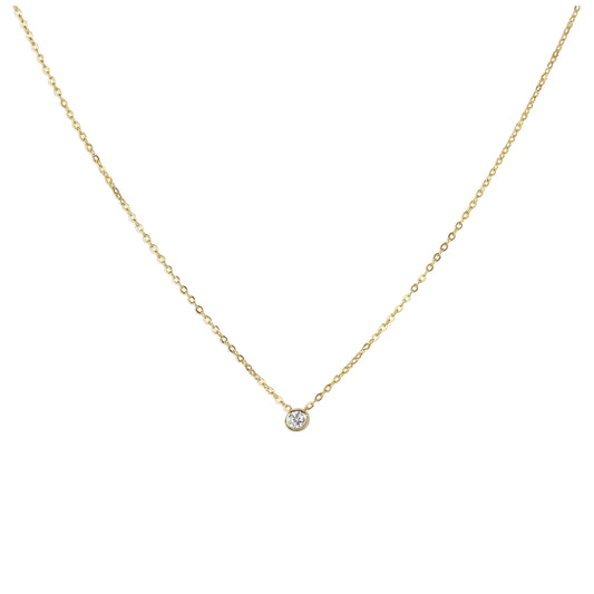 9 Karat Gold Überschliff 0,03ct Diamant 40,5cm Halskette