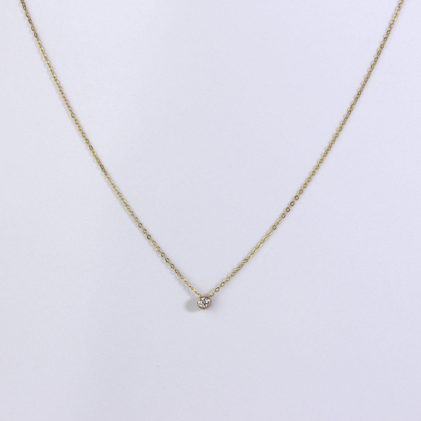 9ct Gold Rubover 0.03ct Diamond 16 Inch Necklace