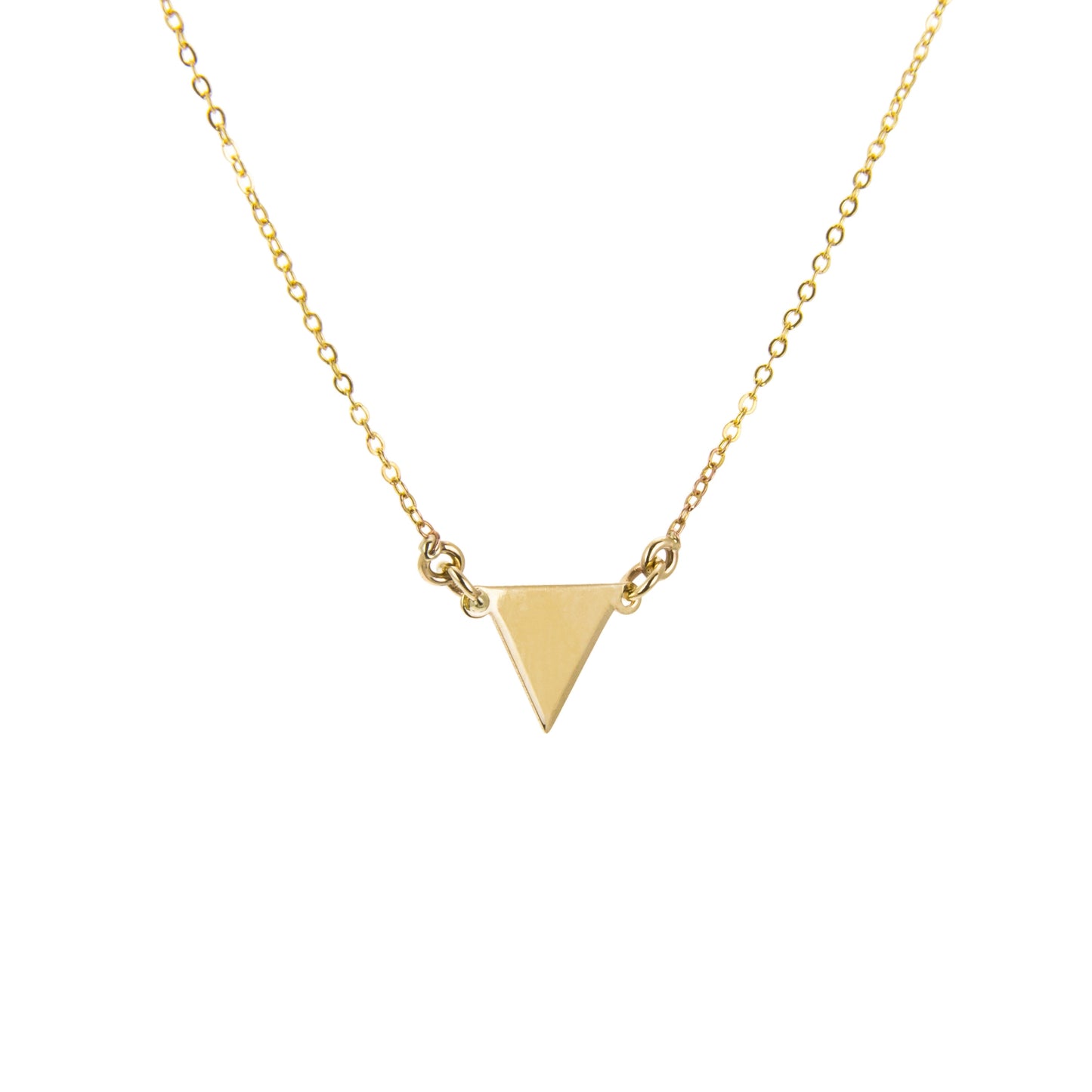 9ct Yellow Gold Flat Triangle Pendant Necklace