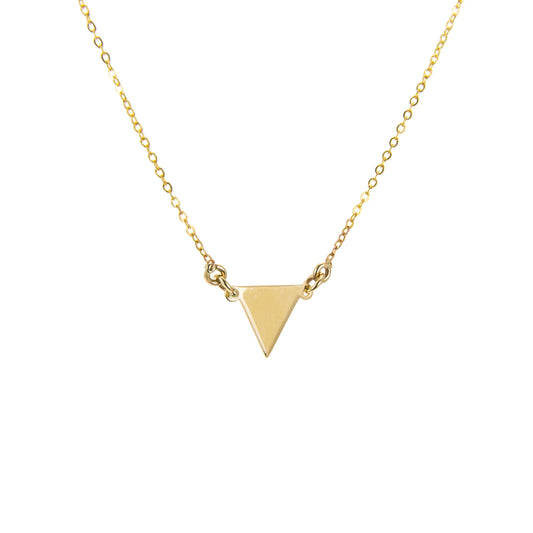 9ct Yellow Gold Flat Triangle Pendant Necklace