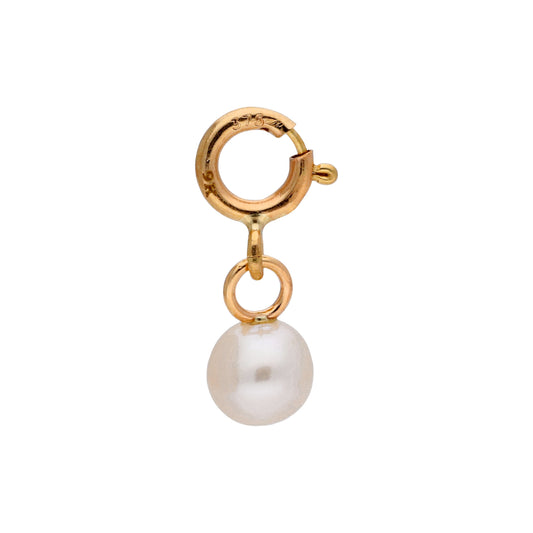 9ct Gold 4mm White Freshwater Pearl Clip on Charm