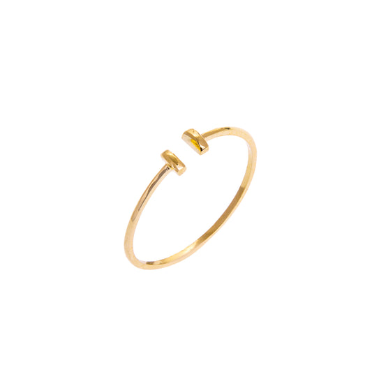 9ct Yellow Gold Double Bar Cuff Adjustable Open Ring