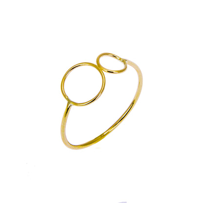 9ct Yellow Gold Double Open Circle Adjustable Ring