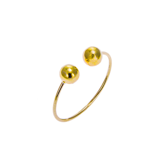 9ct Yellow Gold Double Ball Adjustable Open Ring