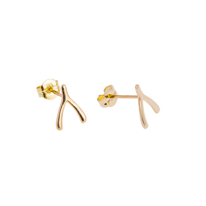 9 karat gull Wishbone Stud øredobber