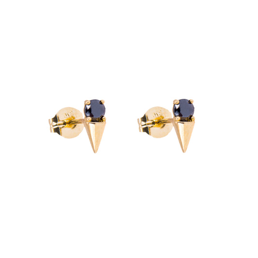 9ct Gold Black CZ Spike Stud Earrings