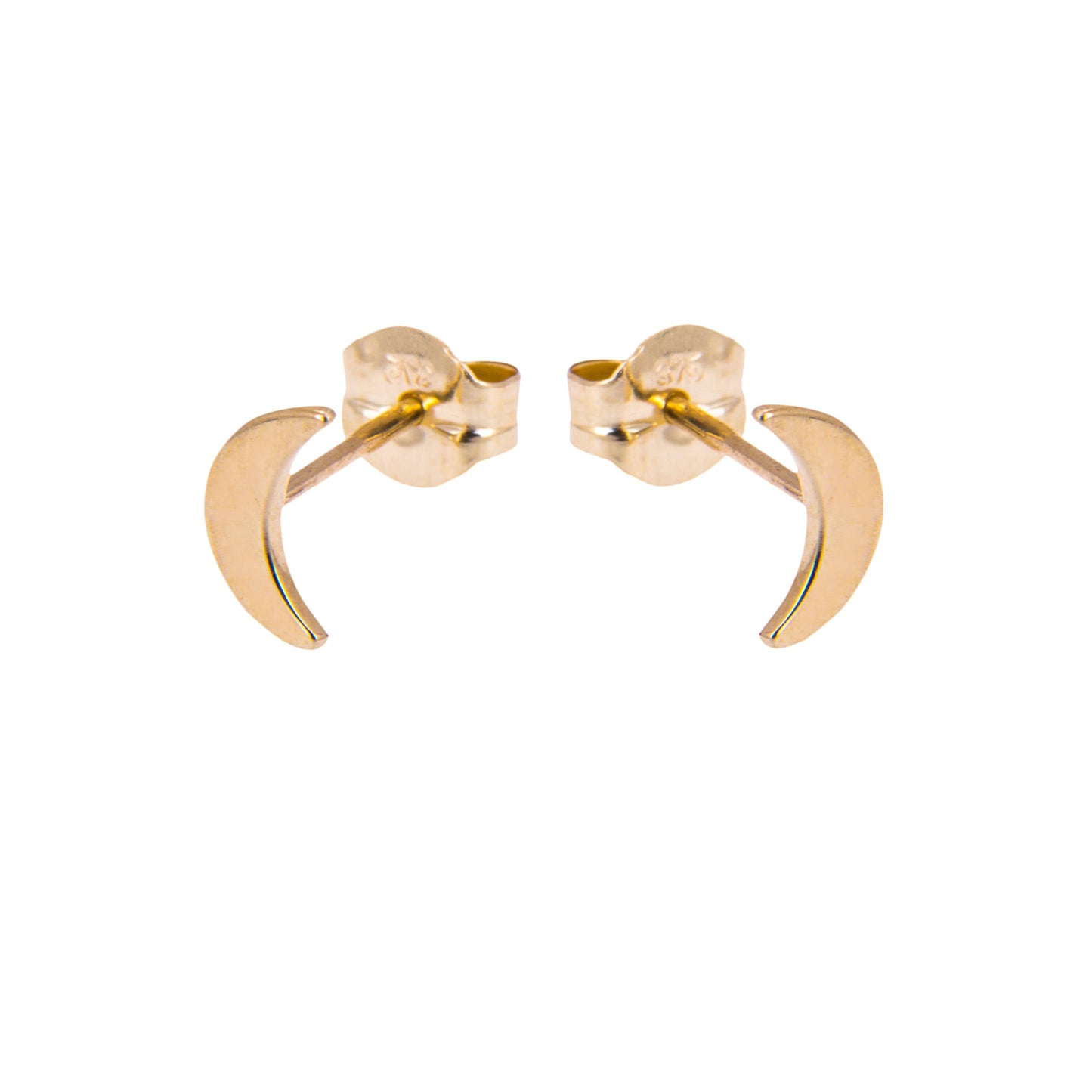 9ct Gold Flat Moon Stud Earrings