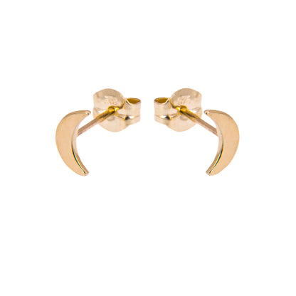 9ct Gold Flat Moon Stud Earrings