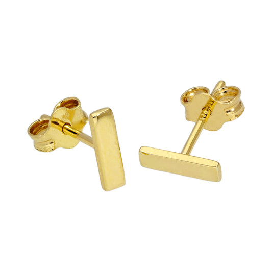 Gold Plated Sterling Silver Bar Stud Earrings