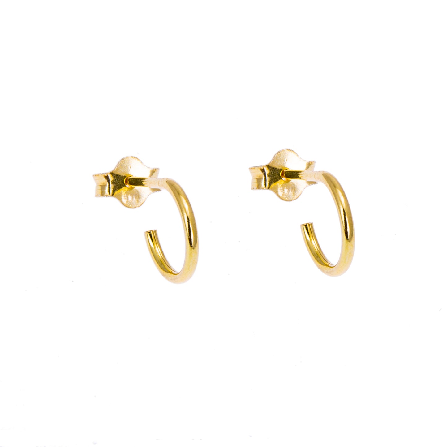 Gold Plated Sterling Silver Open 8-16mm Hoop Stud Earrings