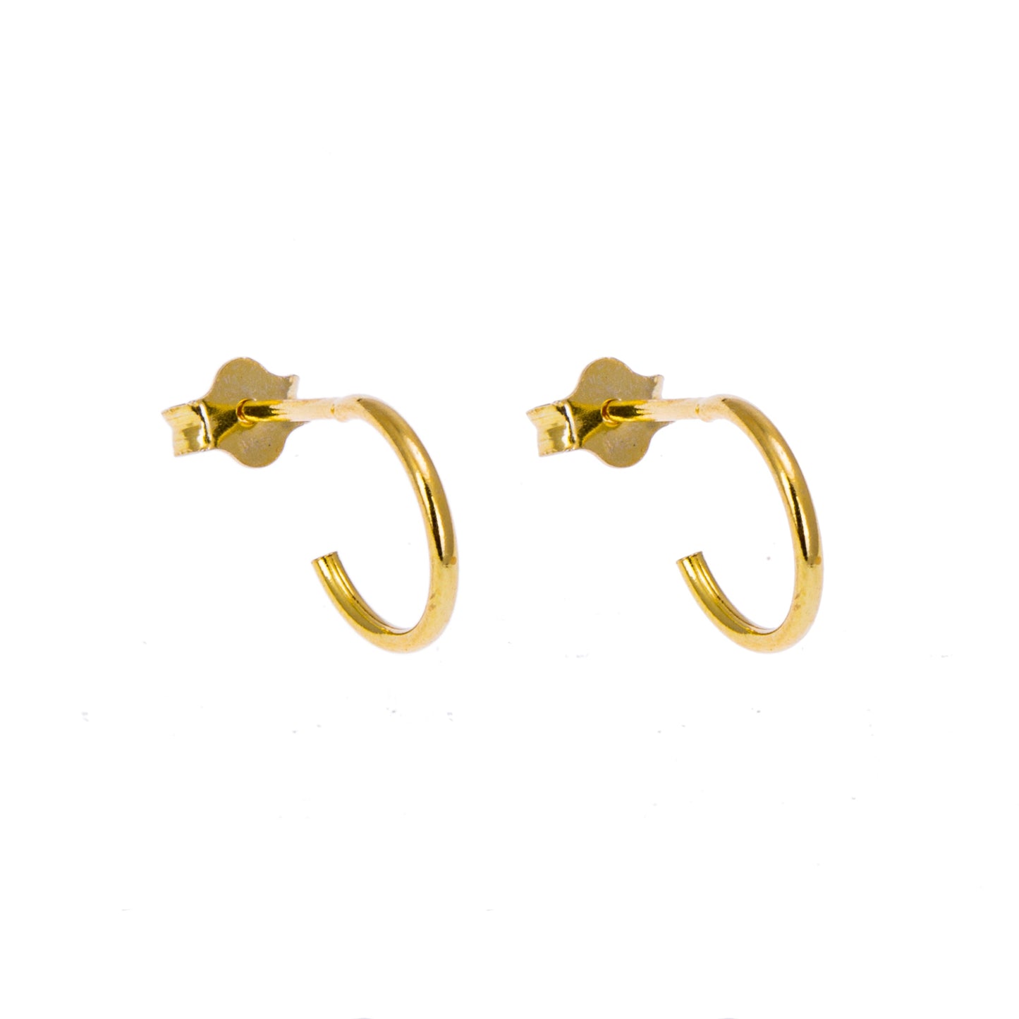 Gold Plated Sterling Silver Open 8-16mm Hoop Stud Earrings