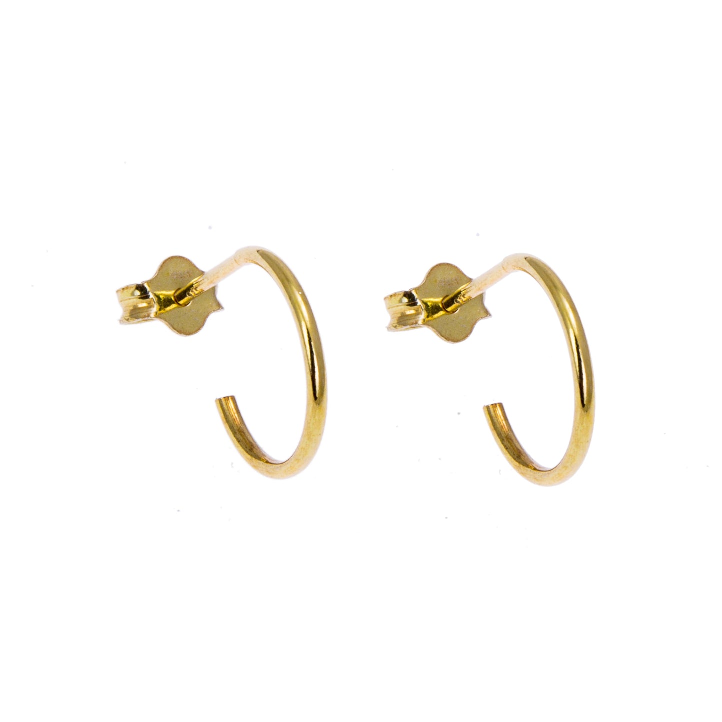 Gold Plated Sterling Silver Open 8-16mm Hoop Stud Earrings