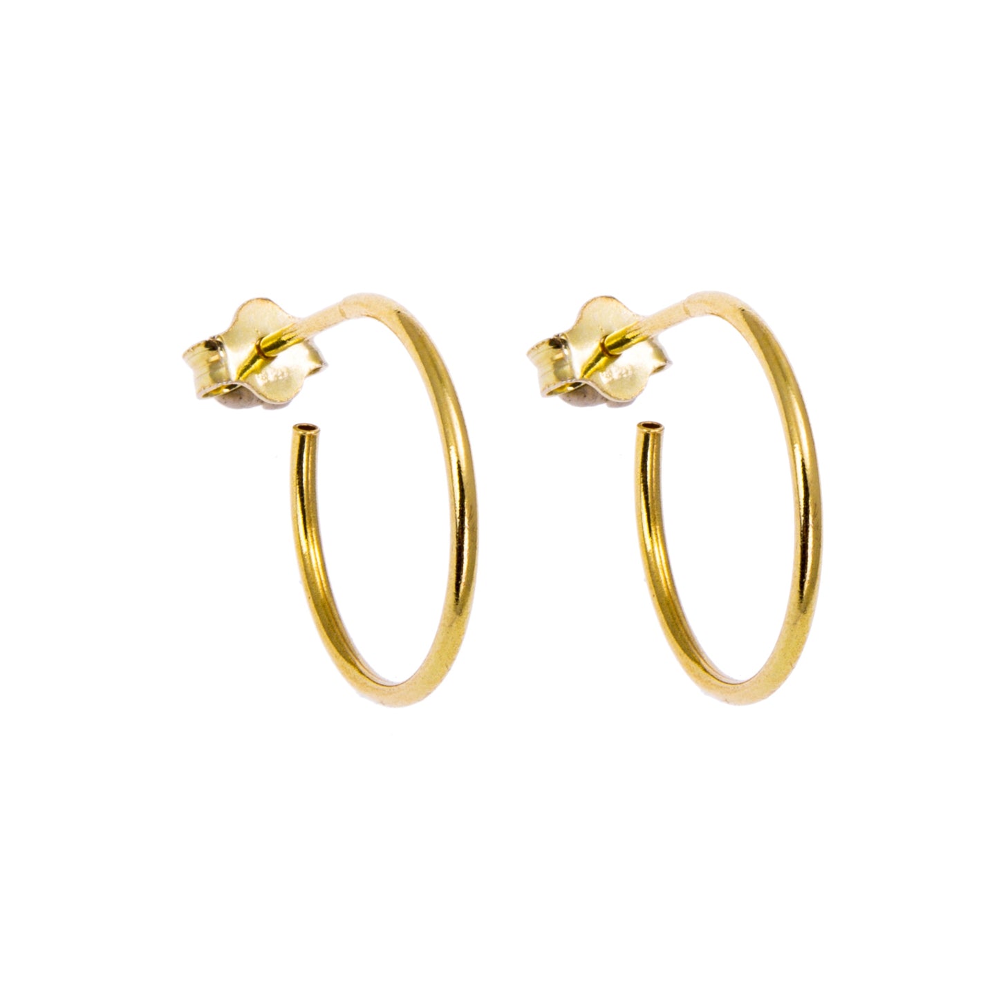 Gold Plated Sterling Silver Open 8-16mm Hoop Stud Earrings