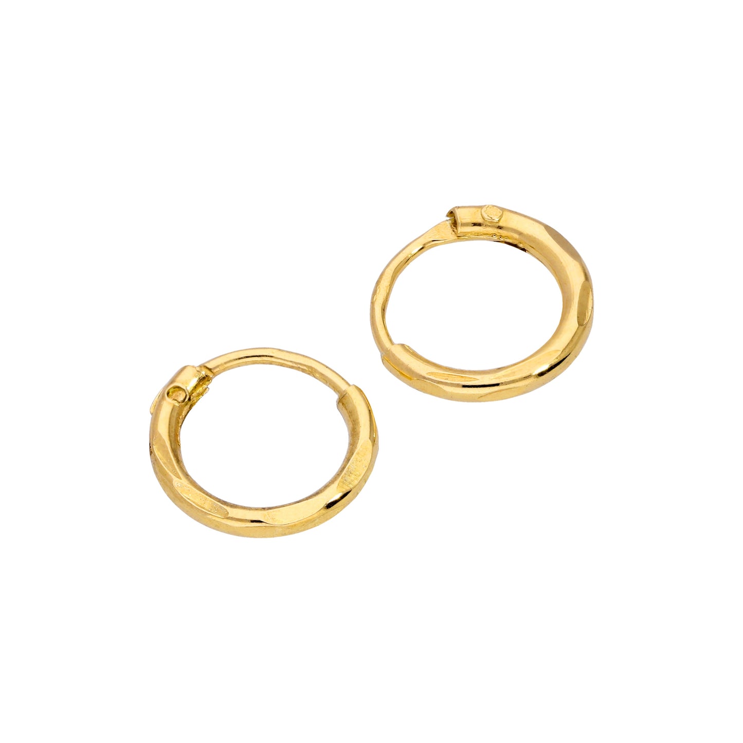 Gold Plated Sterling Silver Diamond Cut Sleeper 8-20mm Hoop Earrings