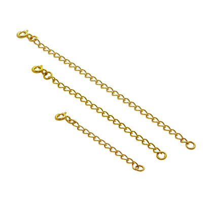 Gold Plated Sterling Silver Curb Extender 2-4 Inches With Bolt Clasp