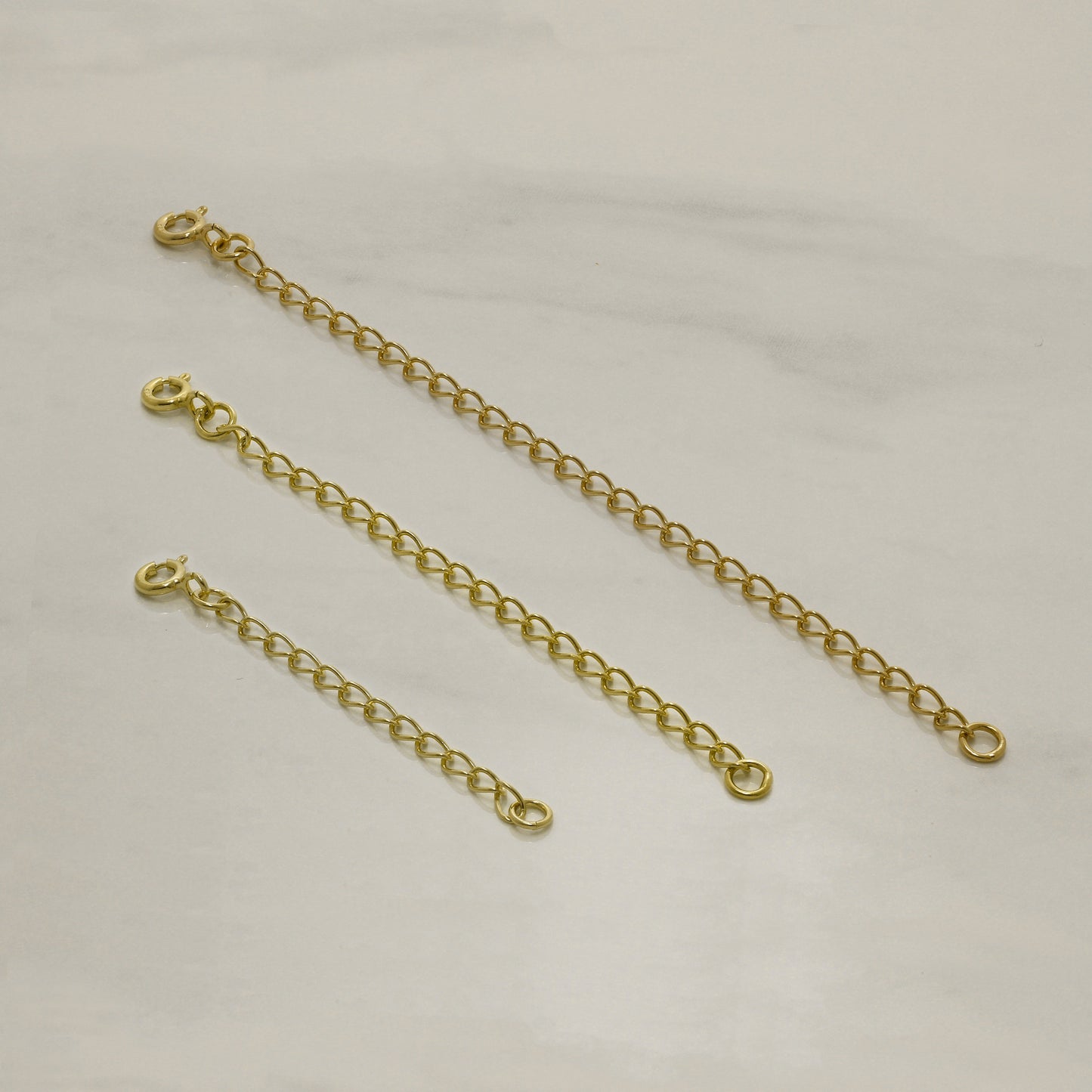 Gold Plated Sterling Silver Curb Extender 2-4 Inches With Bolt Clasp