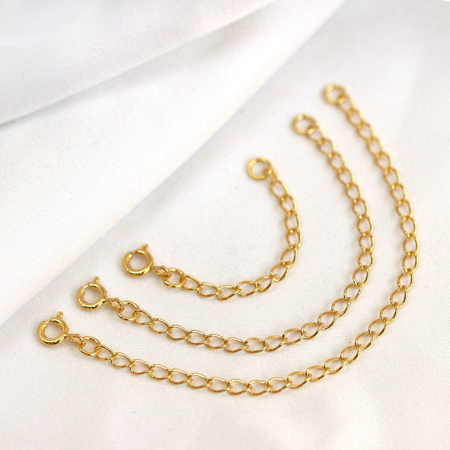 Gold Plated Sterling Silver Curb Extender 2-4 Inches With Bolt Clasp