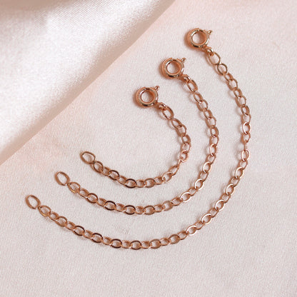 Rose Gold Plated Sterling Silver Belcher Extender 2-4 Inches With Bolt Clasp