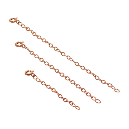 Rose Gold Plated Sterling Silver Belcher Extender 2-4 Inches With Bolt Clasp