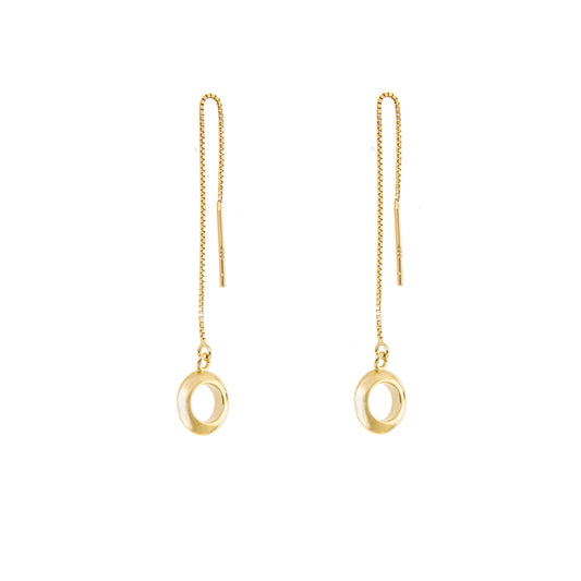 Gold Plated Sterling Silver Circle Pull Through Earrings