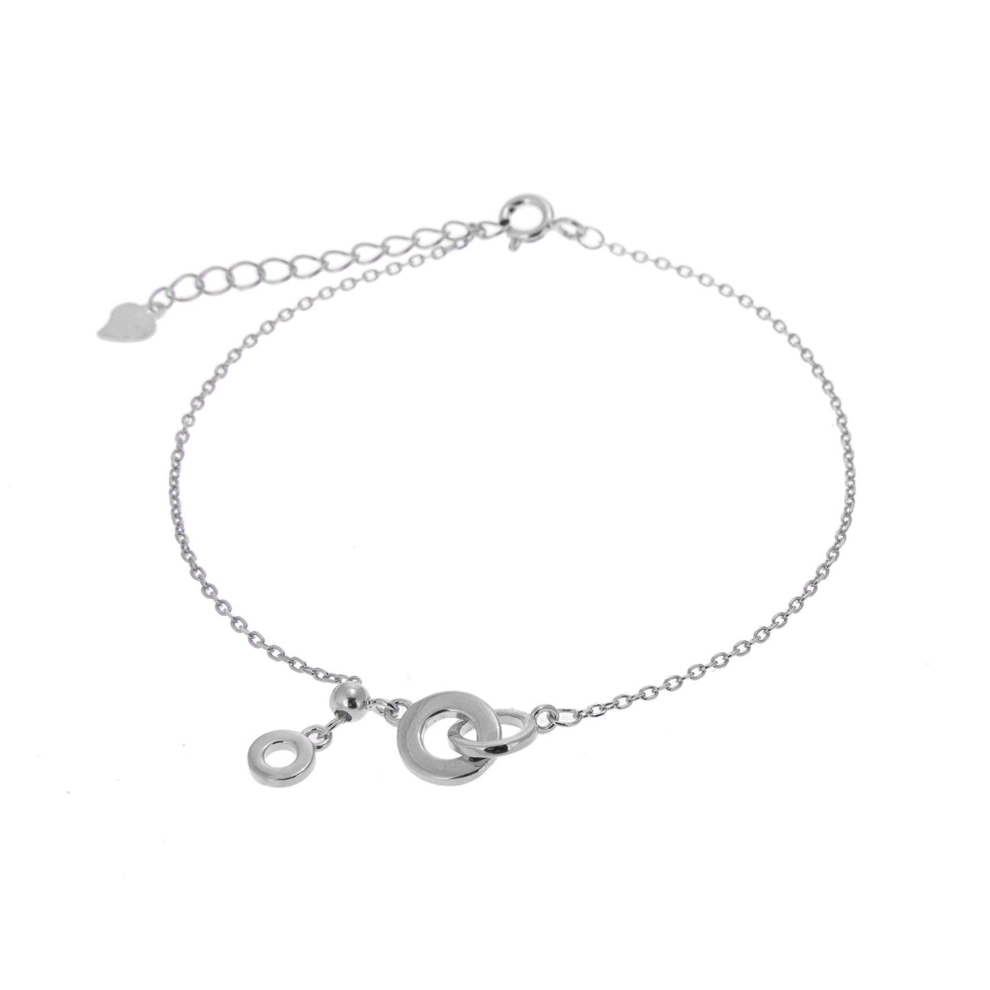 Sterling Silver Interlocking Karma Circles Adjustable Bracelet