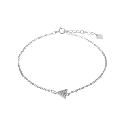 Sterling Silver Triangle Clear CZ Pave justerbart armbånd