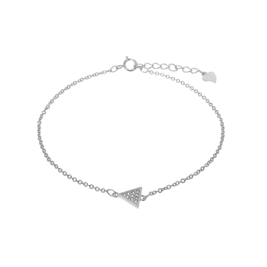 Sterling Silver Triangle Clear CZ Pave Adjustable Bracelet