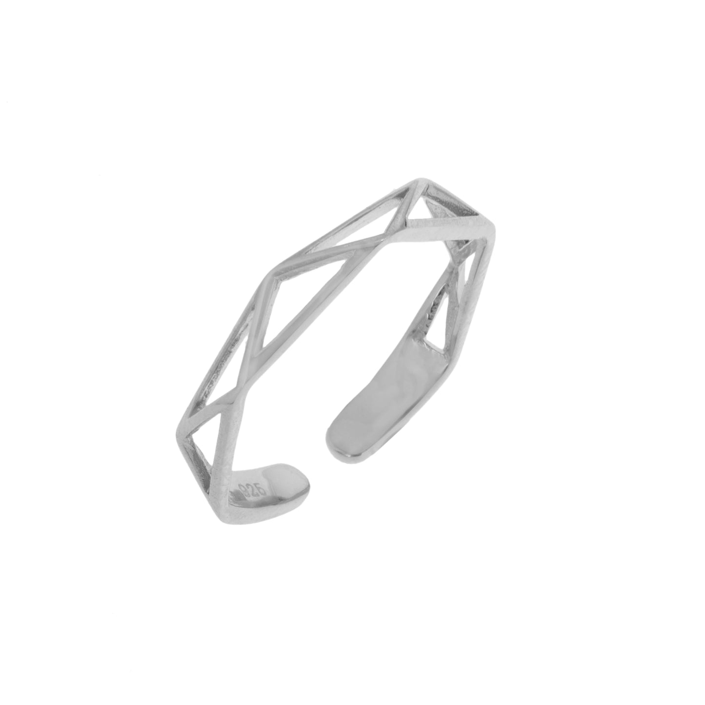 Sterling Silver Triangles Geometric Adjustable Ring