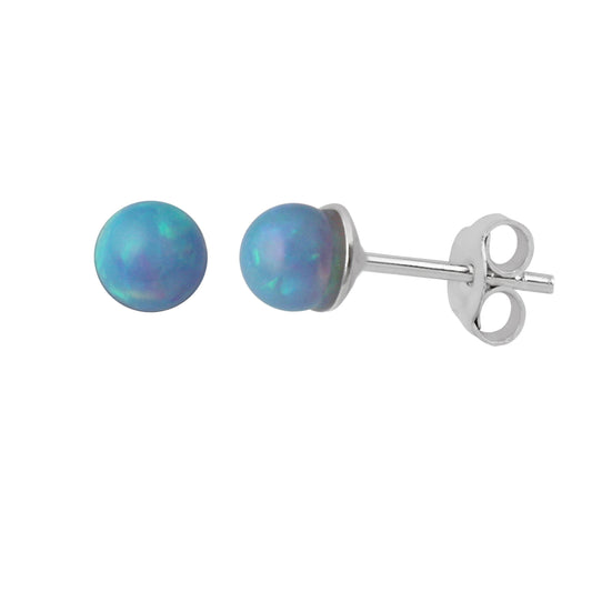 Sterlingsølv &amp; Faux Opal Small Ball Stud øredobber