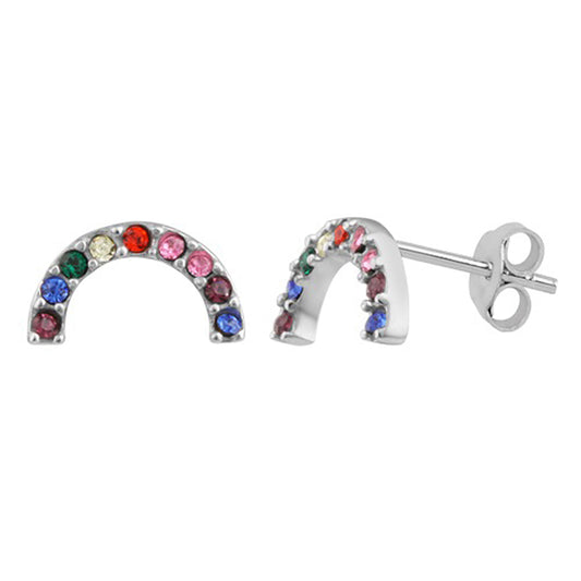 Sterling sølv &amp; CZ Crystal Rainbow Stud øredobber